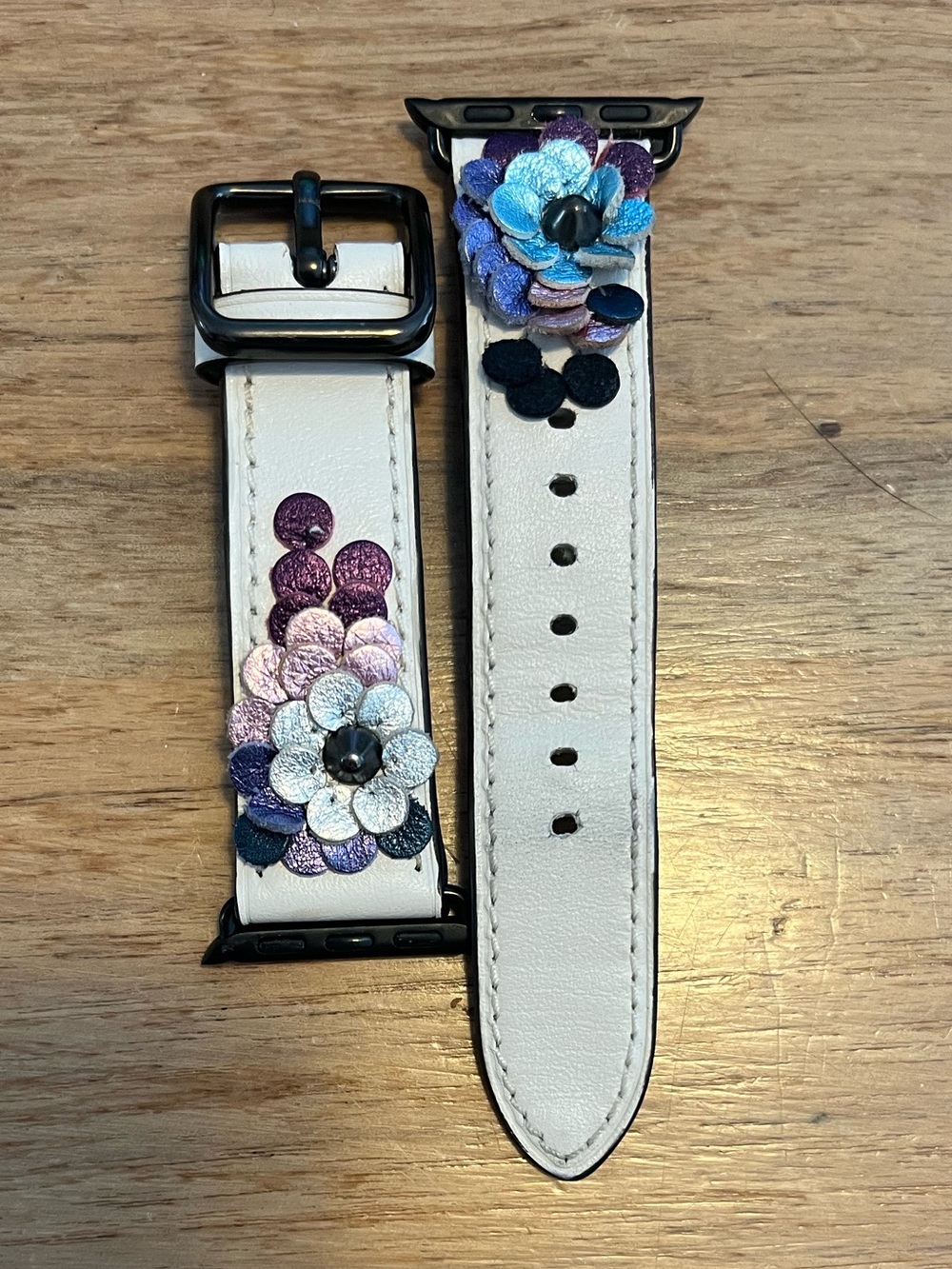 Coach Metallic Leather Sequin Floral Apple Watch Band 38mm
